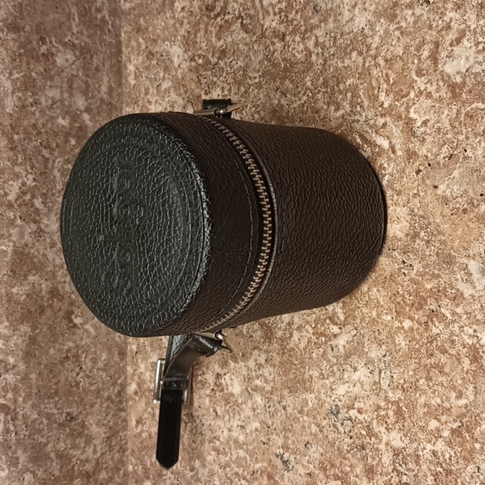 Soligor Vintage Ribbed Leather Camera Zip Lens Carry Case Japan